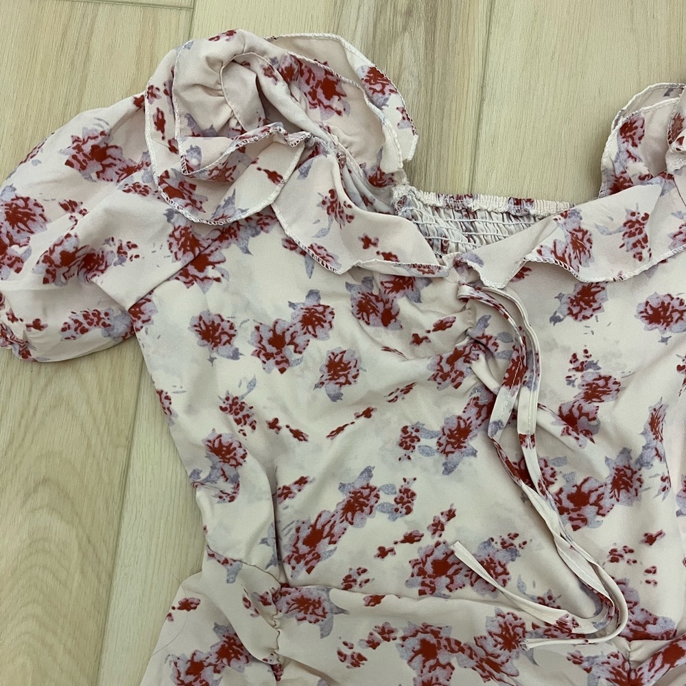 Floral Bustier Rouched Mini Dress - Picture 2 of 4